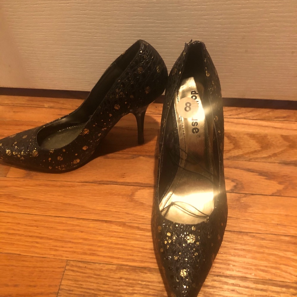 Dollhouse Black & Gold Heels